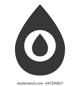 black drop with white circle and mini drop inside over isolated background, vector illustration 