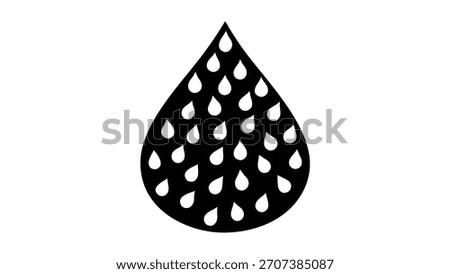 Black Droplet Shape Filled with Numerous Small White Droplets water liquid