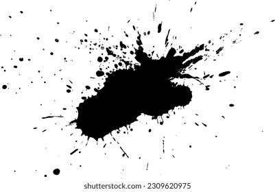 black dropped ink splash splatter watercolor painting in grunge graphic element