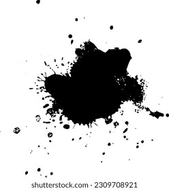 black dropped ink splatter splash watercolor painting in grunge element graphic