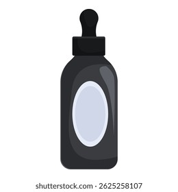 Frasco conta-gotas preto contendo óleo essencial ou soro para tratamento de beleza
