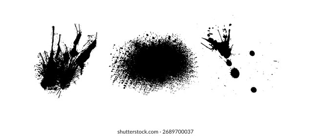 Gotas negras sobre un fondo blanco. Una misteriosa Imagen de salpicaduras de tinta