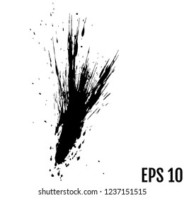 Black drops of paint and stains, ink blots. Vector ink texture.