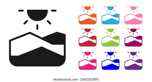 Icono negro de la sequía aislado en el fondo blanco. Establecer iconos coloridos. Vector