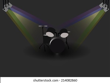 black drum kit in black back