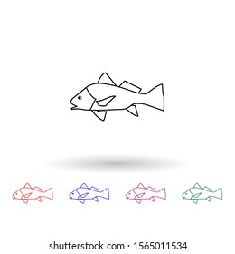 Black drum multi color icon. Simple thin line, outline vector of fish icons for ui and ux, website or mobile application