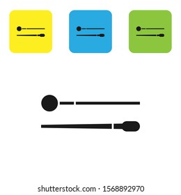 Black Drum sticks icon isolated on white background. Musical instrument. Set icons colorful square buttons. Vector Illustration