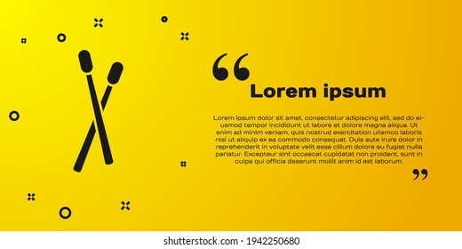 Black Drum sticks icon isolated on yellow background. Musical instrument.  Vector