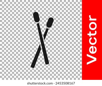 Black Drum sticks icon isolated on transparent background. Musical instrument.  Vector