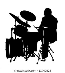 black drummer silhouette, high details