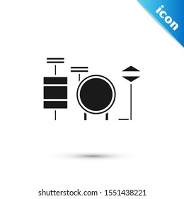 Black Drums icon isolated on white background. Music sign. Musical instrument symbol.  Vector Illustration