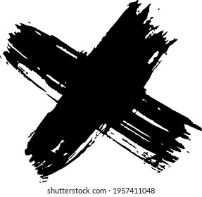 black dry brush stroke in the form of a cross or the letter X. the place where the treasure is buried