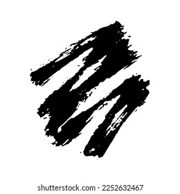 Black dry brushstrokes hand drawn vector. Zig zag black paint brushstroke. Doodle, freehand line. Abstract ink doodle texture. Freehand drawing.