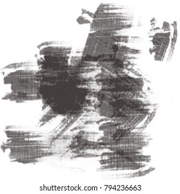black dry paint brush stroke pattern with short visible strokes on white background, vector illustration