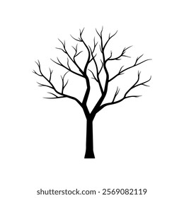 Black Dry tree  silhouette vector illustration on white background.
