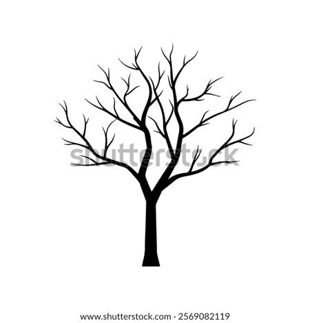 Black Dry tree  silhouette vector illustration on white background.
