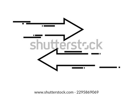 black dual side direction arrow like transfer. simple flat trend modern linear logotype graphic art design isolated on white background. Speed arrow. vector illustration