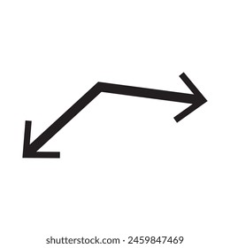 Schwarze Vektorgrafik mit doppelseitigem Pfeil, Symbol. Halbkreisförmige gebogene dünne, lange Vektorgrafik mit doppeltem Ende. Vektorillustration des Duell-Seitenpfeils.