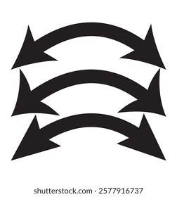 Black Dual sided curved arc arrow shape. Double ended arrow. design for website, app and logo design eps 10 