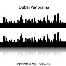 Black Dubai panorama silhouette on white background