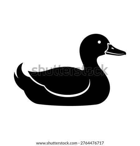 black duck mallard silhouette floating on water side view isolated on white background clean flat waterfowl graphic design perfect for hunting decoys nature logos pond themed prints and wildlife projects
