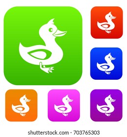 Black duck set icon in different colors isolated vector illustration. Premium collection