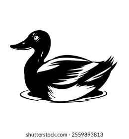 Black Duck silhouette of standing on water vector