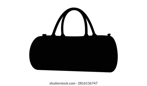Black Duffel Bag Silhouette On White Background travel carryall luggage