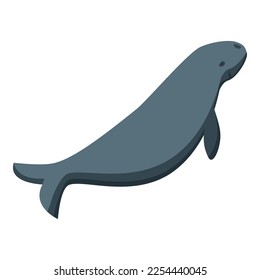 Schwarzes Dogong Icon isometrische Vektorgrafik. Ocean Baby. Unterwassersäugetier