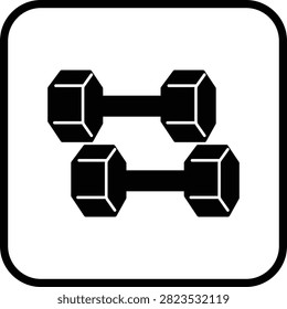 Black Dumbbell Icon in Flat and Line Style Vector Illustration, Hexagonal Free Weight Fitness Gym Equipment Strength Training Sport Symbol Isolated on Transparent Background