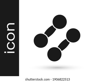 Black Dumbbell icon isolated on white background. Muscle lifting icon, fitness barbell, gym, sports equipment, exercise bumbbell.  Vector