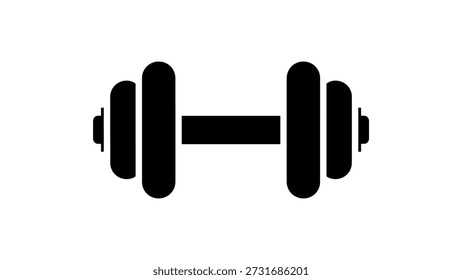 Mancuerna negra sobre fondo blanco peso ejercicio de fitness