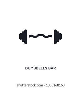 black dumbbells bar isolated vector icon. simple element illustration from gym and fitness concept vector icons. dumbbells bar editable logo symbol design on white background. can be use for web and