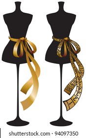 Black dummy with gold centimetric tape