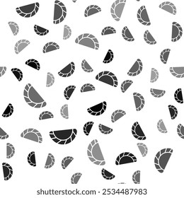 Black Dumpling icon isolated seamless pattern on white background. Traditional chinese dish.  Vector