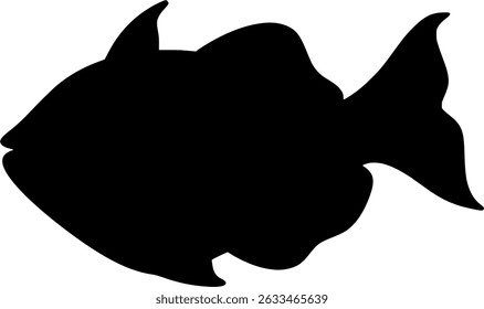 Black Durgon Fish Silhouette Shadow Vector