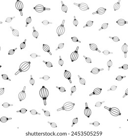 Black Dust blower icon isolated seamless pattern on white background. Air duster. Lens cleaner. Camera sensor cleaning.  Vector