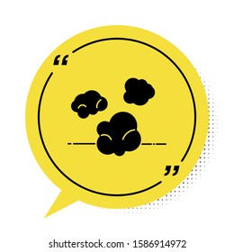 Black Dust icon isolated on white background. Yellow speech bubble symbol. Vector Illustration