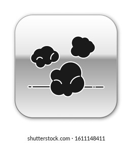 Black Dust icon isolated on white background. Silver square button. Vector Illustration