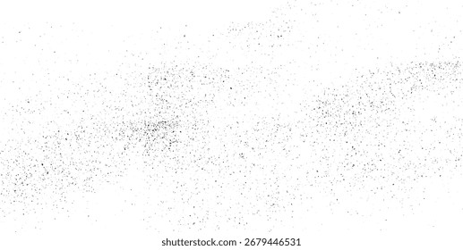 Polvo negro aislado sobre fondo transparente. Textura grunge polvo de fondo desordenado. Textura de superposición granulada en aerosol afligida. Plantilla de cubierta vacía áspera de polvo sucio. 