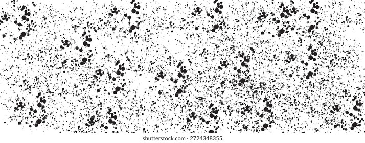 Polvo negro sobre fondo transparente. Salpica la textura grunge. Abstractas partículas Pequeñas de polvo. Fondo de partículas de ruido de grano de textura de grunge. Eps10