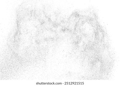 Textura negra afligida. Textura granulada oscura sobre fondo blanco. Superposición de polvo texturizado. Partículas de ruido de grano. Efecto blanco oxidado. Elementos de diseño Grunge. Ilustración vectorial, EPS 10.	