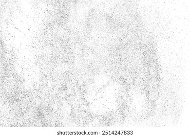 Textura negra afligida. Textura granulada oscura sobre fondo blanco. Superposición de polvo texturizado. Partículas de ruido de grano. Efecto blanco oxidado. Elementos de diseño Grunge. Ilustración vectorial, EPS 10.	
