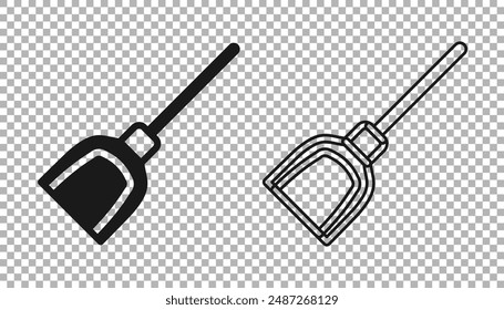 Black Dustpan icon isolated on transparent background. Cleaning scoop services.  Vector