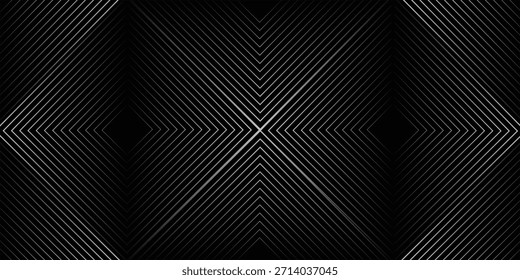 Schwarzer dynamischer Pfeillinien-Hintergrund. Elegante dunkle lineare abstrakte Tapete. Luxuriöse Farbverlauf-Textur mit Streifen. Graue Richtungslinien Hintergrund für Flyer, Banner, Poster, Cover,