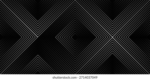 Schwarzer dynamischer Pfeillinien-Hintergrund. Elegante dunkle lineare abstrakte Tapete. Luxuriöse Farbverlauf-Textur mit Streifen. Graue Regie Linien Hintergrund für Flyer, Banner, Poster, Cover, modern