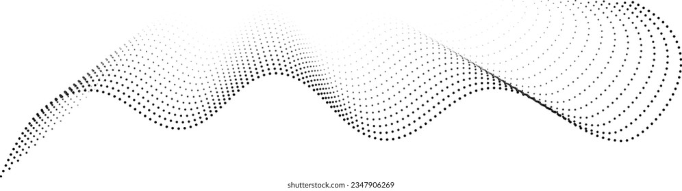 Black Dynamic Halftone Wave Element