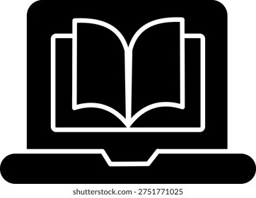 Black e learning laptop silhouette icon