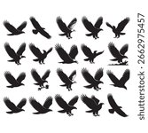 Black Eagle different poses Silhouette Series