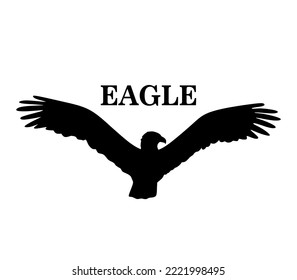 Águila negra volando. Silueta de águila aislada de fondo blanco. símbolo de águila o diseño de logotipo. eps10 vectoriales